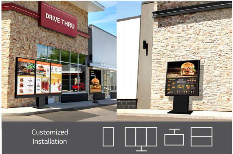 55 Inch Menu Boards Outdoor Lcd Advertising Display FHD 1920x1080